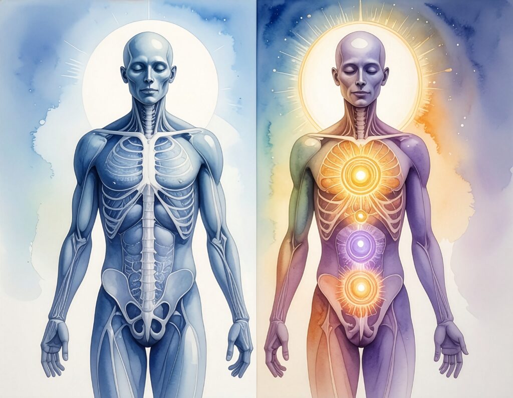 Human Form with Chakra Overlay